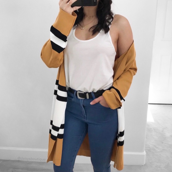 mustard striped cardigan